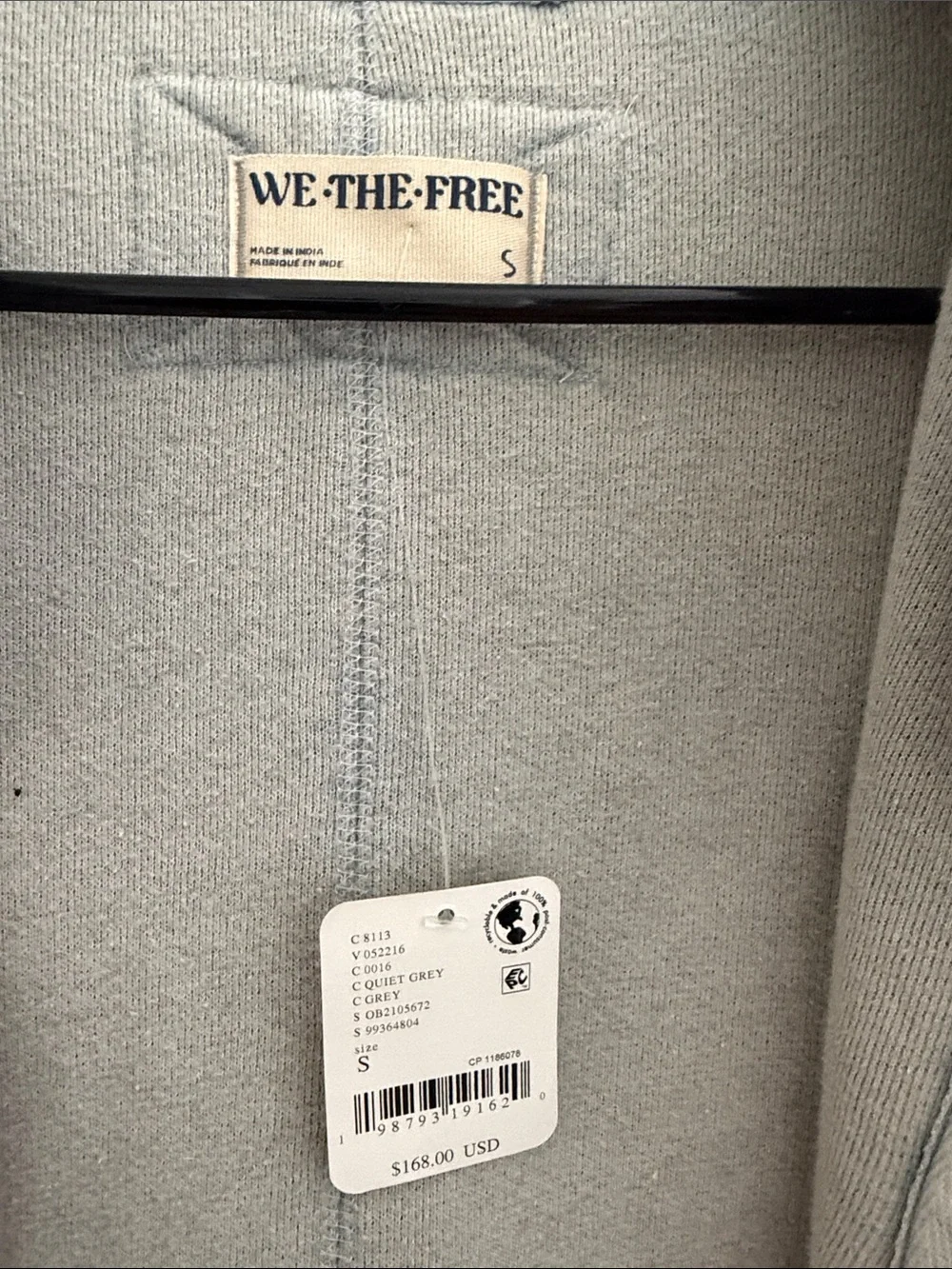 Free People Light Gray Denim-Trim Snap Jacket